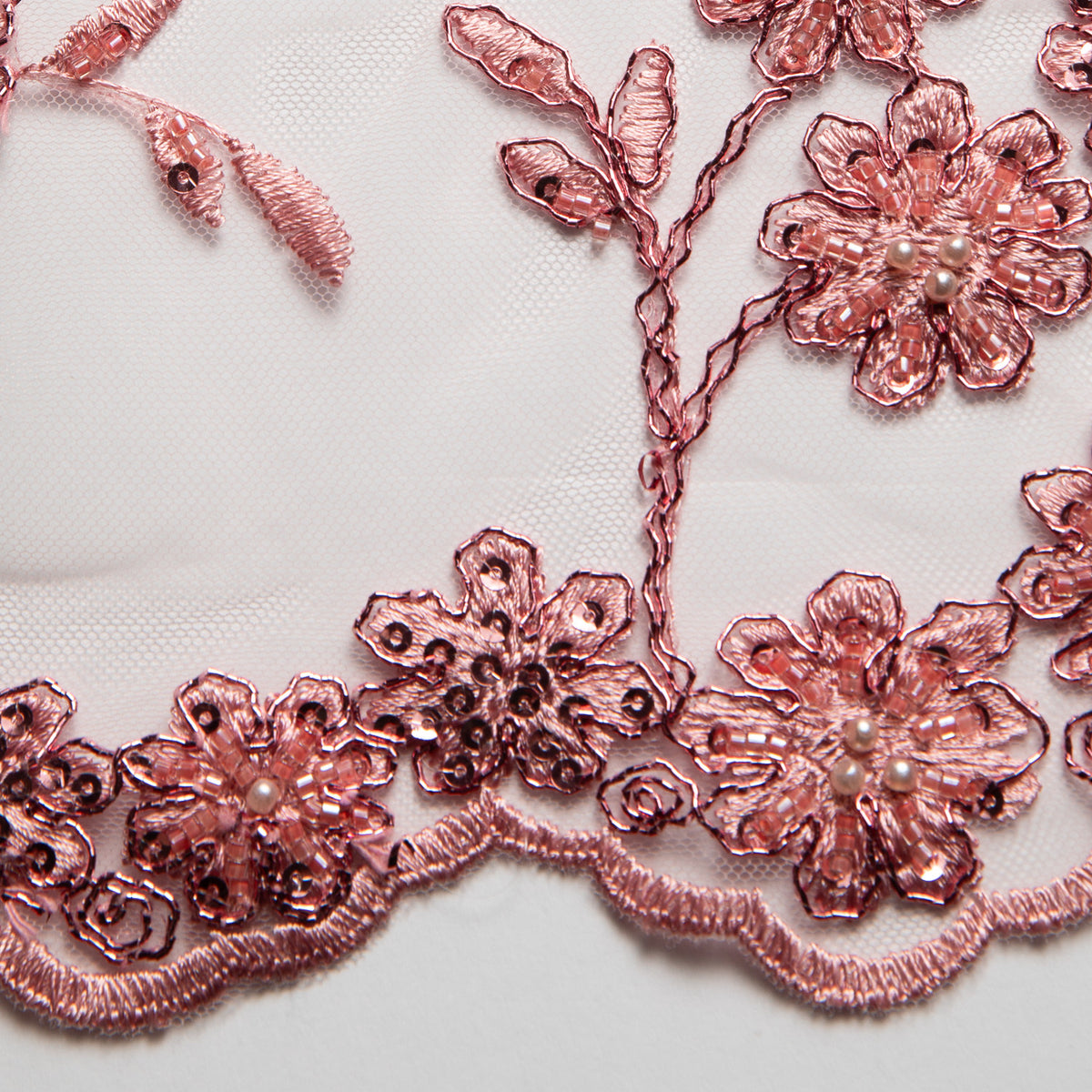 1 Yard 50/52" Wide 100% Polyester Embroidered Beaded & Sequined Lace Fabric