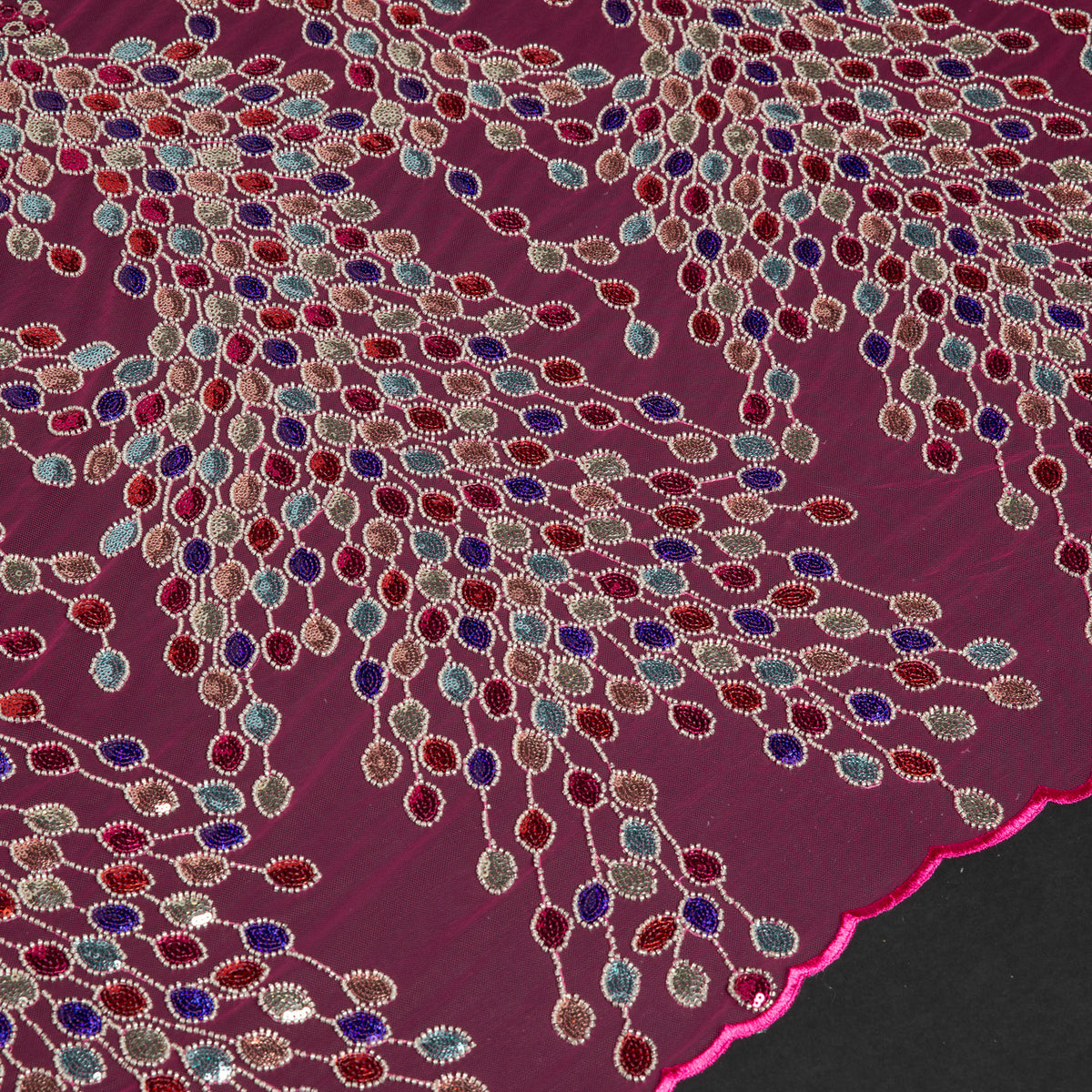 1 Yard 50/52" Wide Beaded & Sequined Lace Fabric Embroidered Polyester Mesh for Prom, Evening & Event Gowns