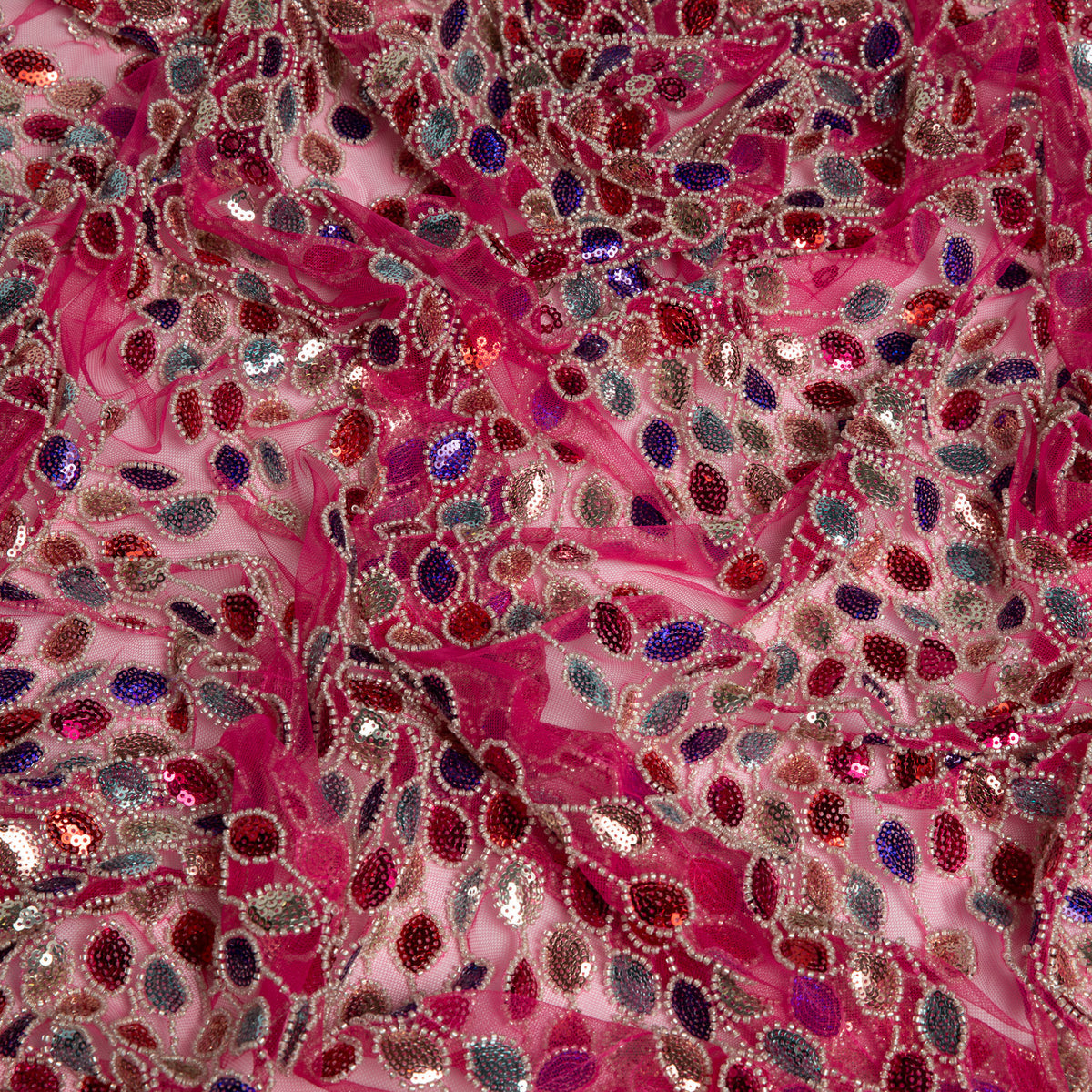 1 Yard Dazzling Polyester Embroidered Beaded Sequined Lace Fabric 50/52" Wide