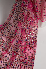 1 Yard Dazzling Polyester Embroidered Beaded Sequined Lace Fabric 50/52" Wide