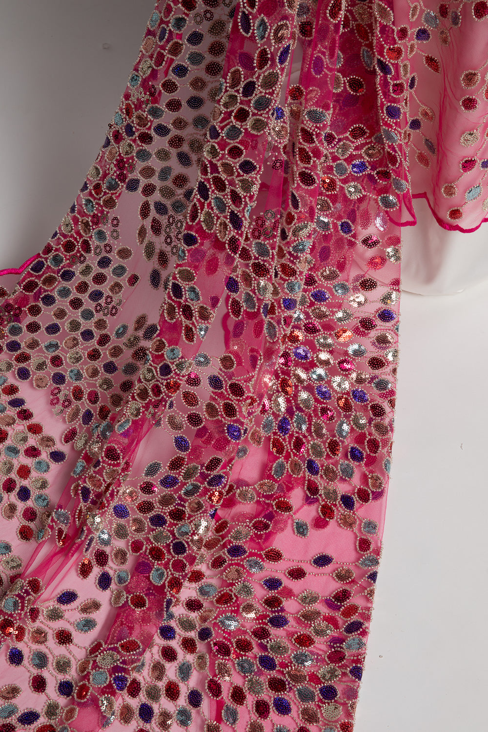 1 Yard Intricate Embroidered Beaded & Sequined Lace Fabric, 100% Polyester, 50/52” Wide