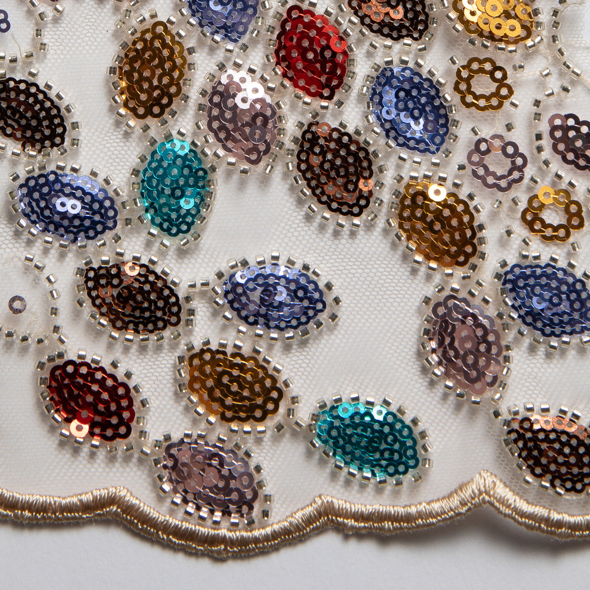 1 Yard 50/52" Wide Beaded & Sequined Lace Fabric Embroidered Polyester Mesh for Prom, Evening & Event Gowns