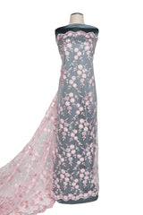 1 Yard 50/52" Wide Embroidered Beaded Sequined Lace Fabric with Genteel Floral Pattern Polyester