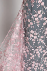 1 Yard Elegant Floral Beaded & Sequined Embroidered Lace Fabric, 50/52" Wide, 100% Polyester