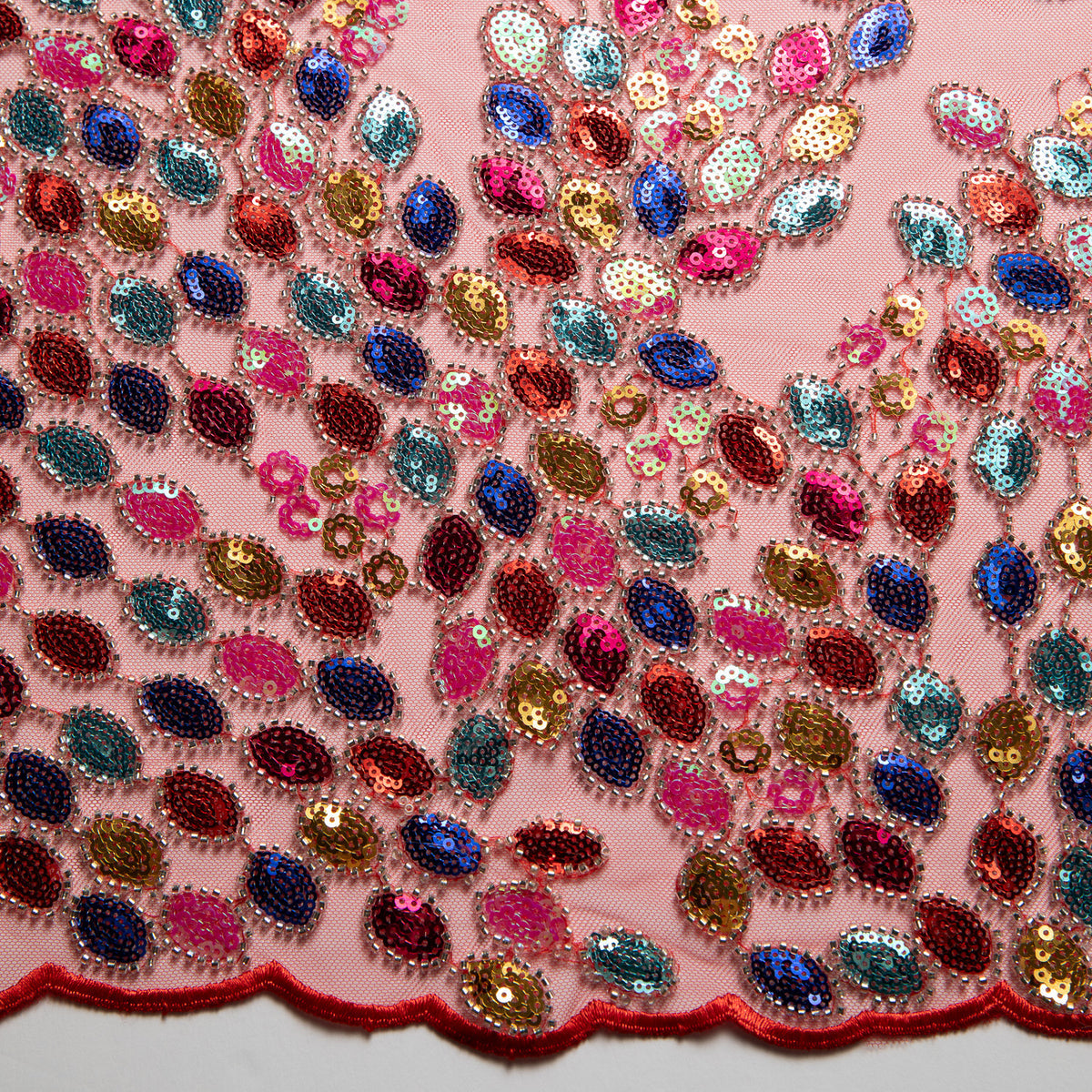 1 Yard Dazzling Polyester Embroidered Beaded Sequined Lace Fabric 50/52" Wide