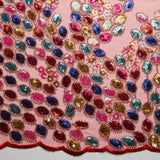 1 Yard Dazzling Polyester Embroidered Beaded Sequined Lace Fabric 50/52" Wide