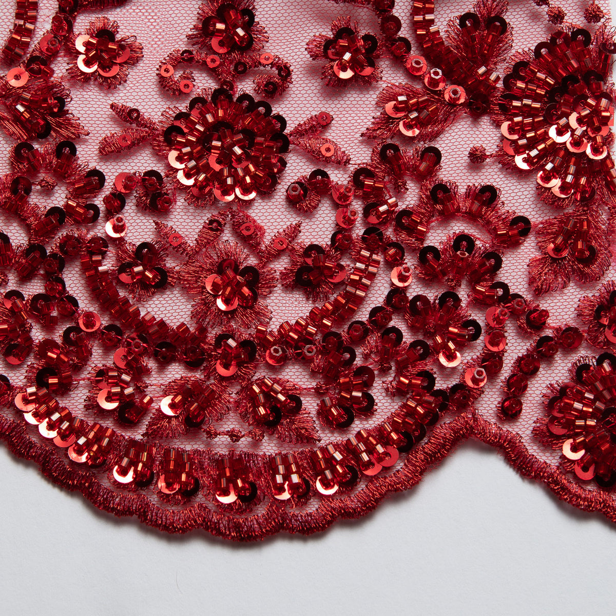 1 Yard Embroidered Beaded Sequined Lace Fabric with Intricate Pattern 50/52" Wide 100% Polyester Bridal & Gown Mesh