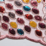 1 Yard Dazzling Polyester Embroidered Beaded Sequined Lace Fabric 50/52" Wide