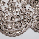 1 yarda de tela de encaje bordada con cuentas y lentejuelas con patrón intrincado, 50/52" de ancho, 100% poliéster, malla para novias y vestidos