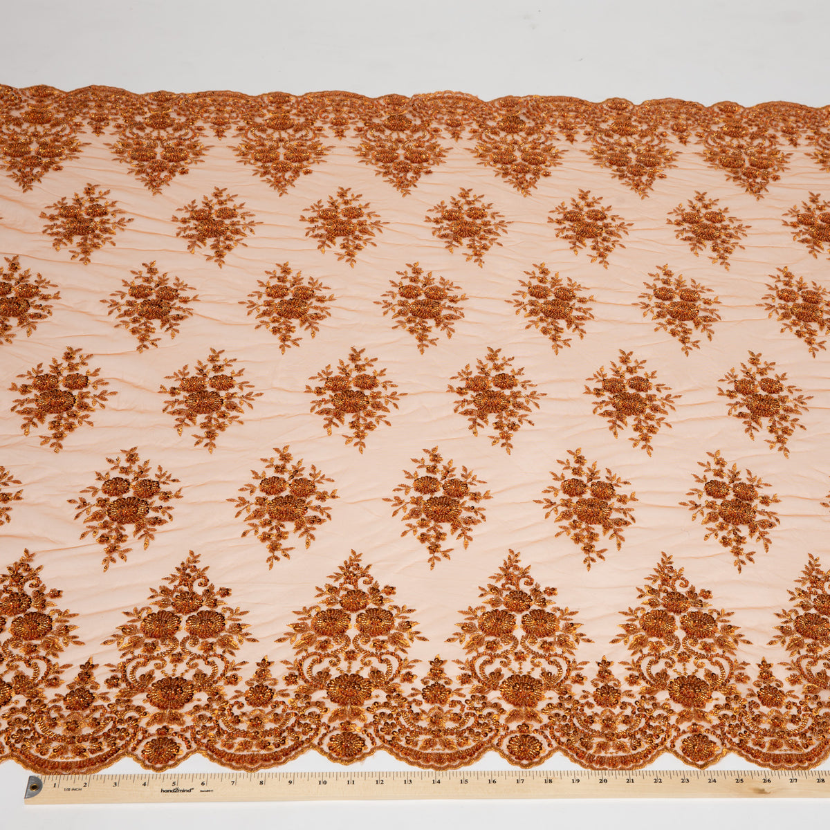 1 Yard Embroidered Beaded Sequined Lace Fabric with Intricate Pattern 50/52" Wide 100% Polyester Bridal & Gown Mesh