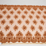 1 Yard Dazzling Embroidered Beaded Sequined Lace Fabric with Intricate Pattern 50/52" Wide