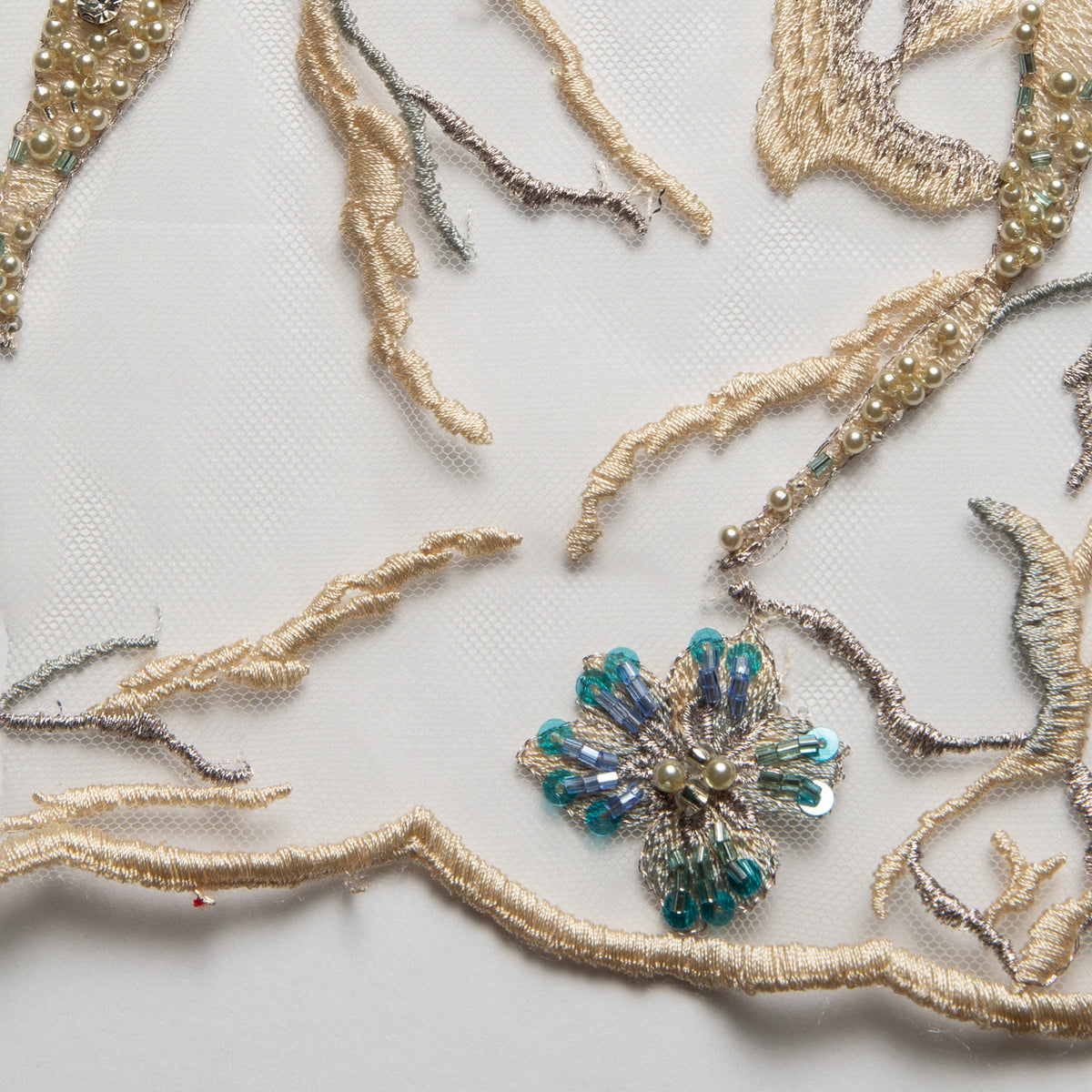 1 Yard Embroidered Beaded Lace Fabric with Sequins & Floral Pattern 50/52" Wide 100% Polyester