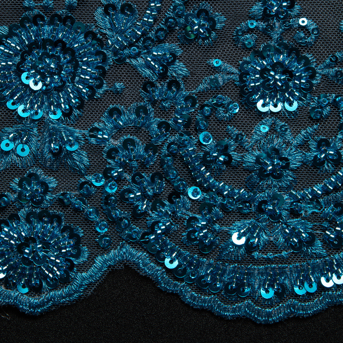 1 Yard Embroidered Beaded Sequined Lace Fabric with Intricate Pattern 50/52" Wide 100% Polyester Bridal & Gown Mesh