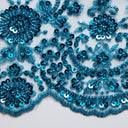 1 yarda de tela de encaje bordada con cuentas y lentejuelas con patrón intrincado, 50/52" de ancho, 100% poliéster, malla para novias y vestidos