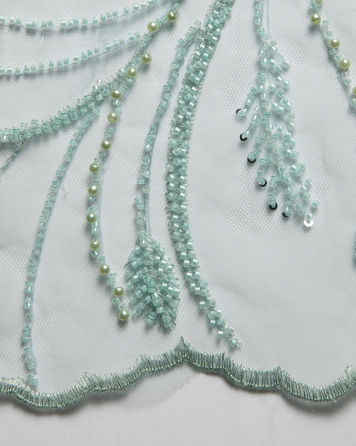 1 Yard Embroidered Beaded & Sequined Lace Fabric with Floral Pattern, 50/52" Wide 100% Polyester