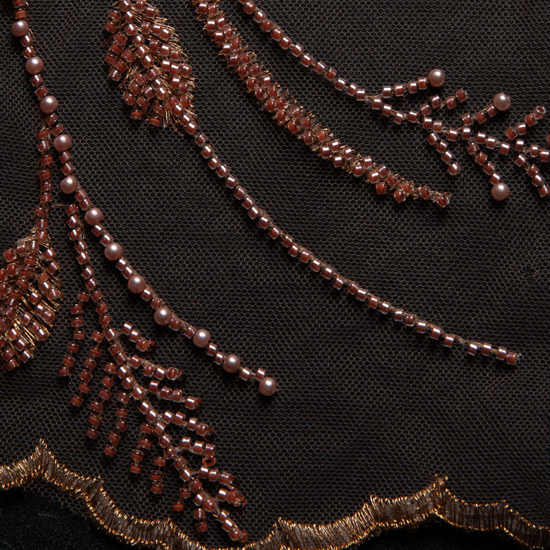 1 Yard Floral Embroidered Beaded & Sequined Lace Fabric 50/52" Wide Polyester for Wedding & Evening Gowns