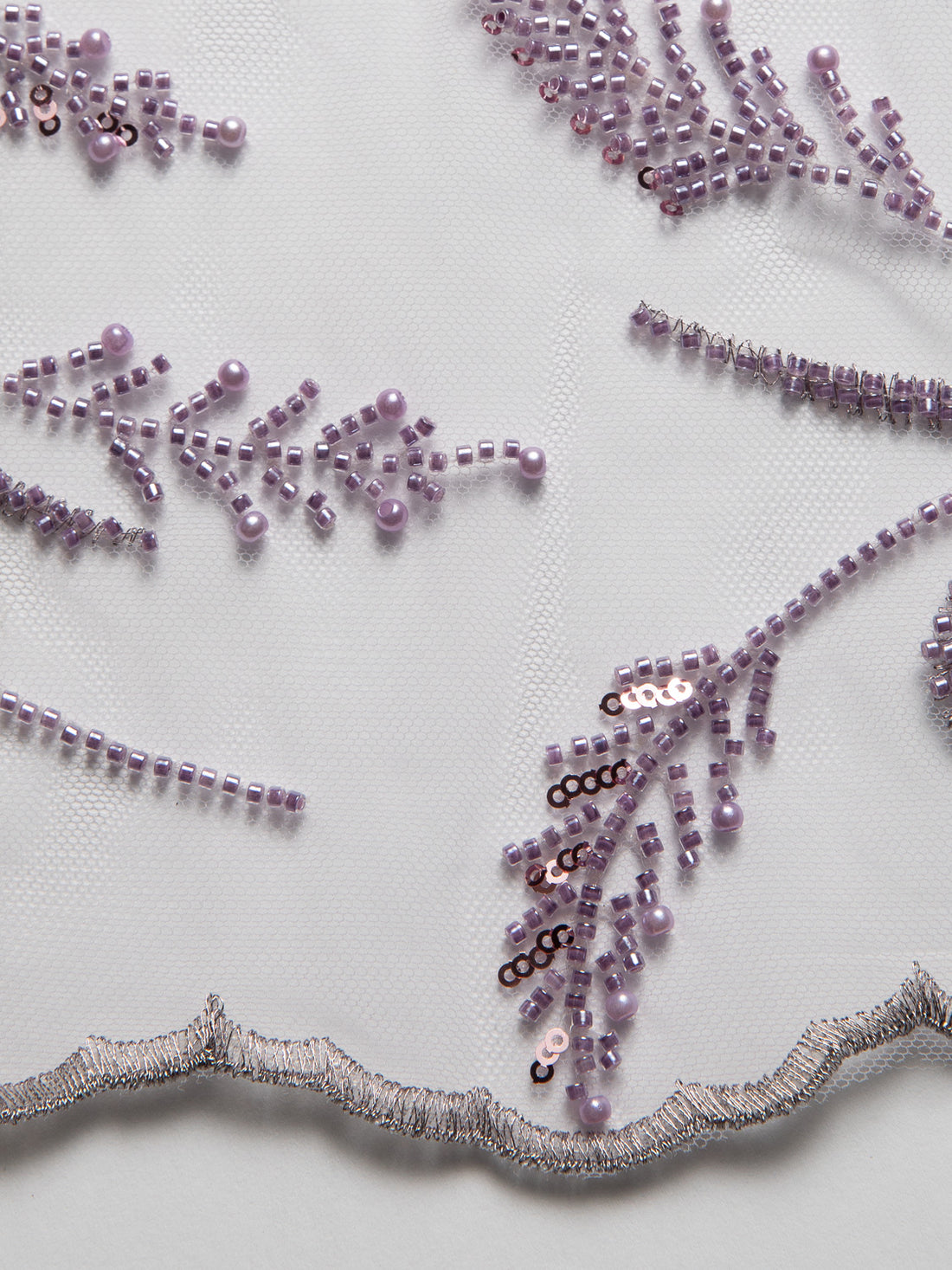 1 Yard Embroidered Beaded & Sequined Lace Fabric with Floral Pattern, 50/52" Wide 100% Polyester