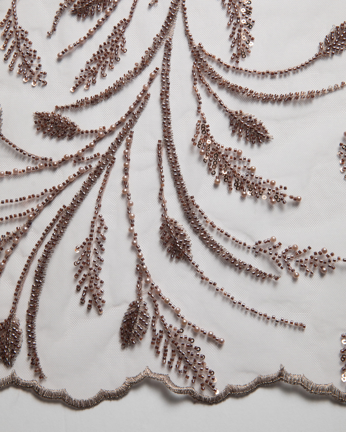 1 Yard Embroidered Beaded & Sequined Lace Fabric with Floral Pattern, 50/52" Wide 100% Polyester