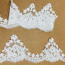 Embroidered Floral Lace Trim Polyester Fabric - Ivory With Silver, White With Silver, Ivory, White, 4.5" Width (1 Yard)