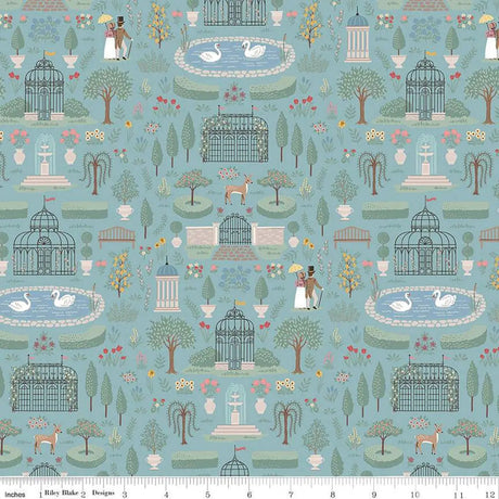 Cotton Print Fabric Emma Highbury Blue 43/44