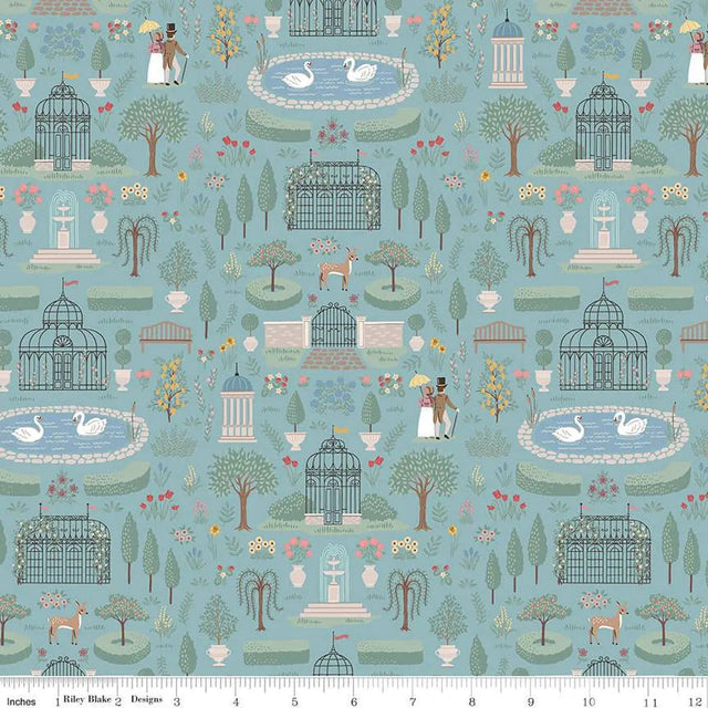 Cotton Print Fabric Emma Highbury Blue 43/44