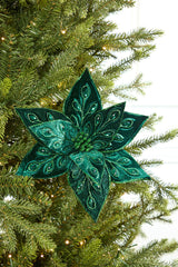 22" Emerald Jeweled Poinsettia Stem