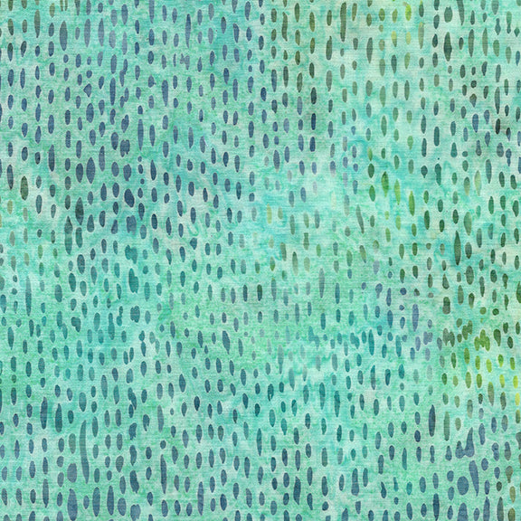 Cotton Batik Fabric Teal Aqua Rainfall 44/45"