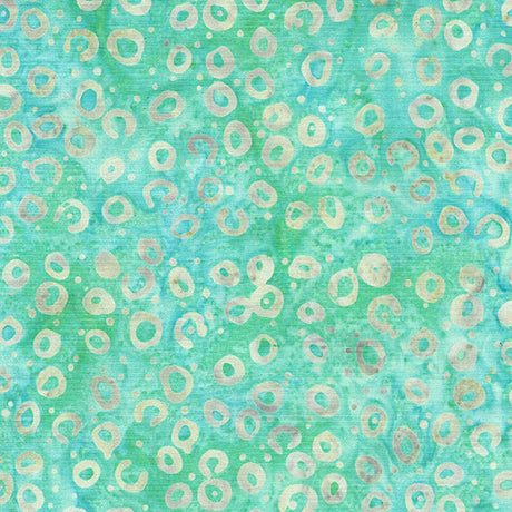 Cotton Batik Fabric Teal Round and Round 44/45"