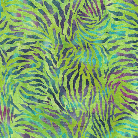 Cotton Batik Tiger Stripe Fabric Green Lemongrass 44/45"