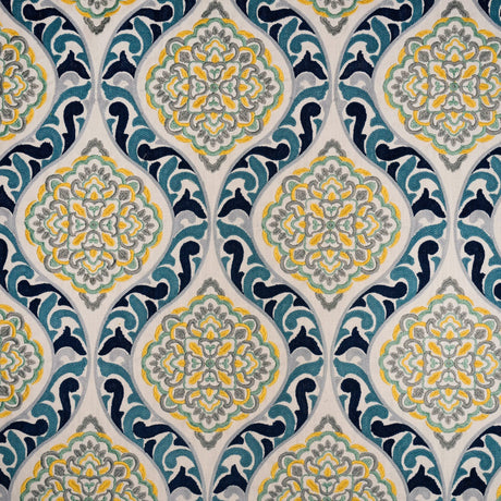 Embroidered Cotton Drapery Fabric Estelle Regal Crewel