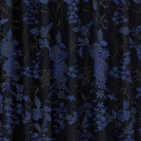 Eve Embroidered Mesh Polyester Fabric - Embroidered Mesh With Sequin, Nude/White, 48/50" Width (1 Yard)