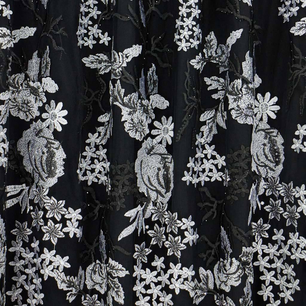 Eve Embroidered Mesh Polyester Fabric - Embroidered Mesh With Sequin, Nude/White, 48/50" Width (1 Yard)