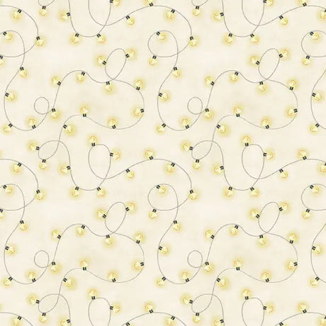 Cotton Fabric Evergreen Escape String Lights All Over Sand 44/45"