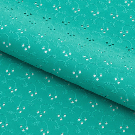 Eyelet Polyester Spandex Jacquard Fabric - Floral Pattern, 51" Width (1 Yard)