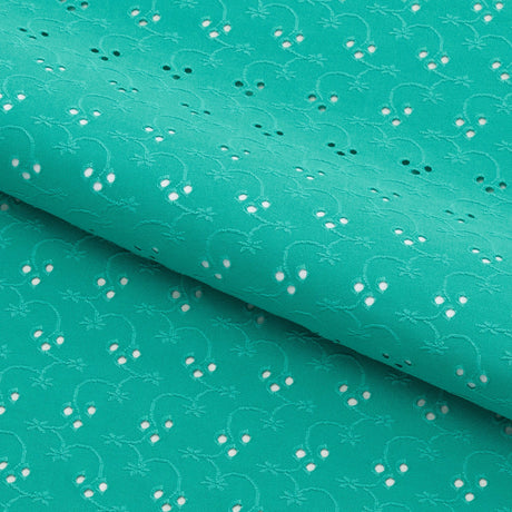 Eyelet Polyester Spandex Jacquard Fabric - Floral Pattern, 51" Width, 4-Way Stretch (1 Yard)
