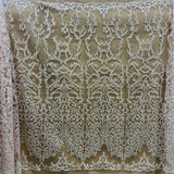 1 Yard Beaded Lace Fabric Embroidered on 100% Polyester Net Mesh 52" Wide