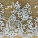 Embroidered Bridal Lace Ivory Silver