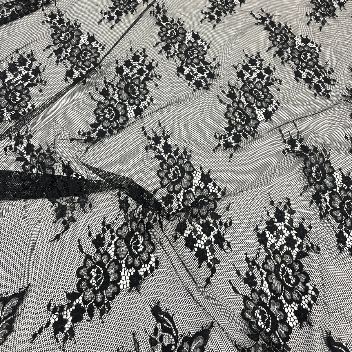 Embroidered Lace Fabric with Eyelash Scallop
