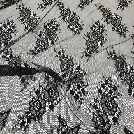 Embroidered Lace Fabric with Eyelash Scallop