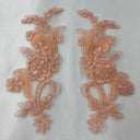 Beaded Corded Floral Lace Applique Pair