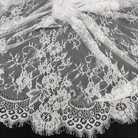 Embroidered Chantilly Lace with Eyelash Scallop