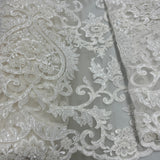 Beaded Corded Bridal Lace Dark Ivory