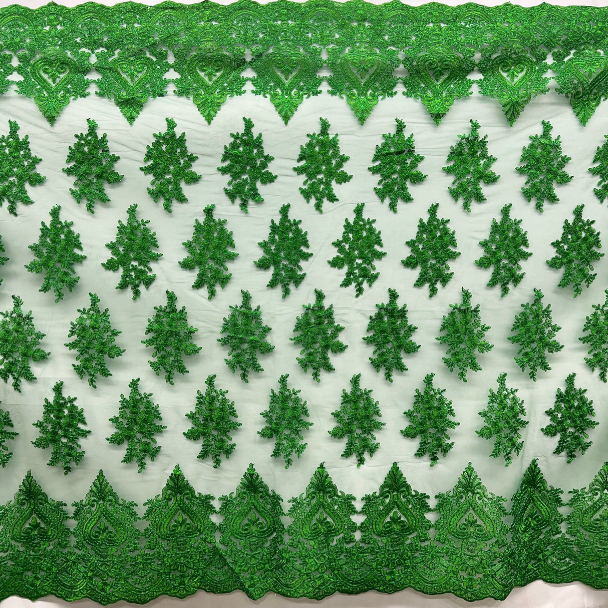 Embroidered Lace Fabric on Polyester Net Mesh