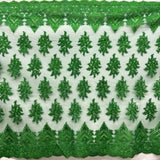 Embroidered Lace Fabric on Polyester Net Mesh