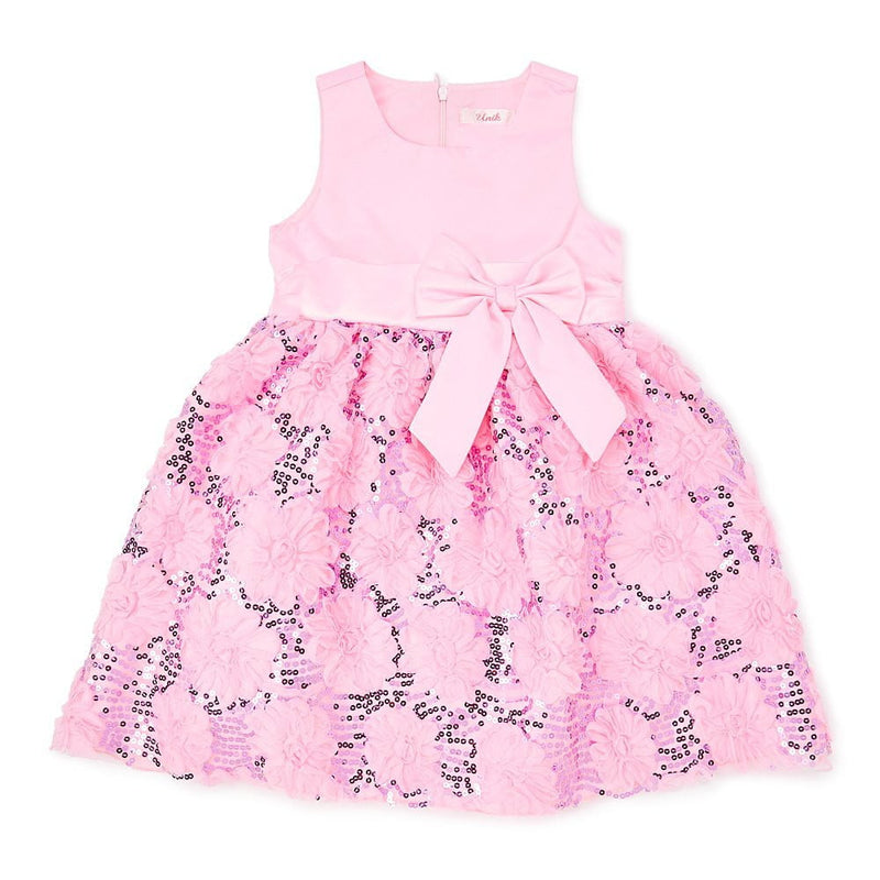 Fancy Dress Sequin Fabric - Fuchsia, Lilac, White, Girls Dress, Sizes 4-10 (1 Piece)