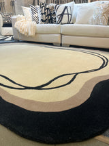 Beluga Tufted Design 57 Wool Fabric - Ivory Black Tufted Pattern, 8' X 11', 9' X 12', 10' X 13' (1 Piece)