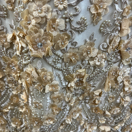 Beaded 3D Floral Lace Mesh