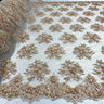 1 Yard Whimsical Pink Beaded 3D Floral Lace Fabric on Net Mesh 50 inch Width