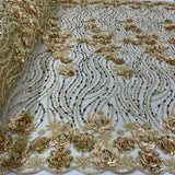 Beaded 3D Floral Lace Fabric 52" Wide
