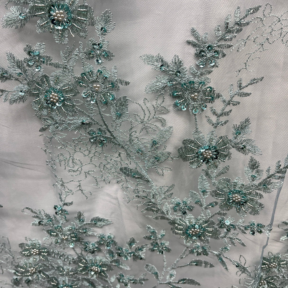 Beaded Floral Lace Mesh